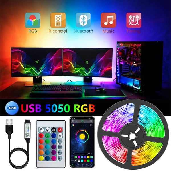 

strips led strip 5v usb flexible tv backlight lamp rgb tape diode phone bluetooth app background lights for room 1-30m luces