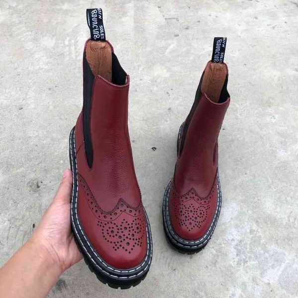 

dress shoes ins botas de tornozelo femininas, couro natural europeu e americano, brock, esculpido, chelsea, estilo britÃ¢nico, vu05, Black