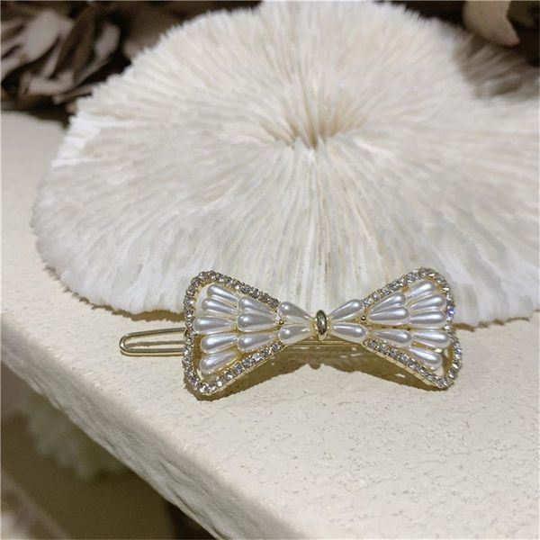 

hair clips & barrettes south korea's ddelicate beautiful inlaid bow hairpin duckbill clip fashionable temperament and elegant word jewe, Golden;silver