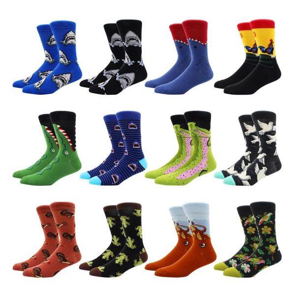 

men's socks drop combed cotton funny men and women novelty casual dressing color personality design streetwear happy, Black