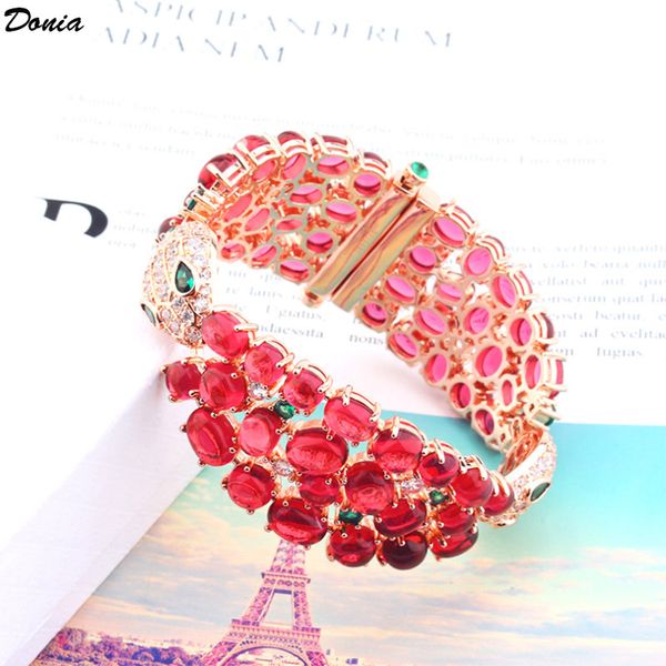 

donia jewelry luxury bangle european and american fashion exaggerated snake copper micro-inlaid colored zircon design bracelet christmas par, Black