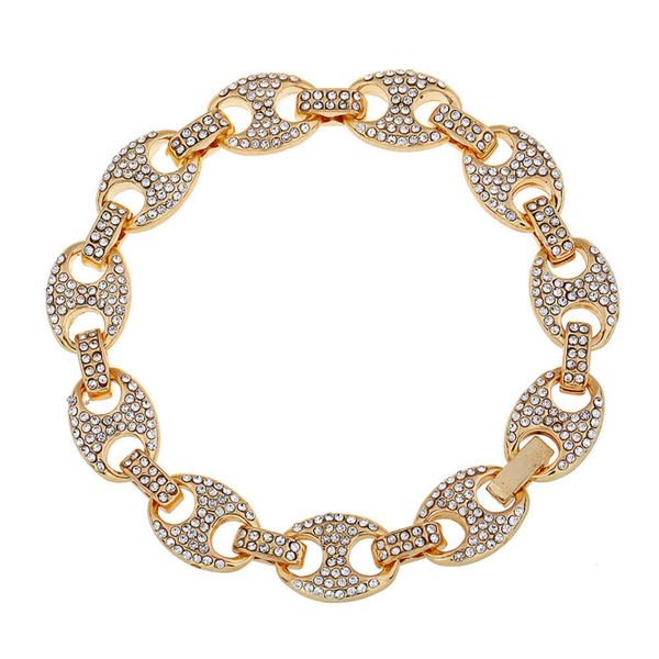 

alloy rhinestones hand join hip hop jewelry pig nose coffee bean bracelet, Black