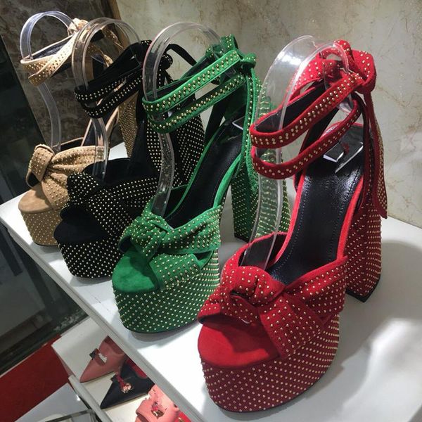 

sandals women's geniune leather super high heels drilling fashion classical black female shoes