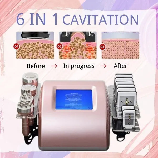 Высококачественная новейшая модель Результат Golden Machine Professable 7in1 Ultrasonic 40K Cavitation RF вакуумные лазерные колодки Slimmes m