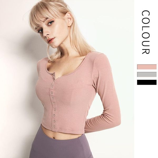 

long sleeve yoga shirts sports women t-shirts fitness quick dry cropped breathable running sportswear polyester clothing outfit