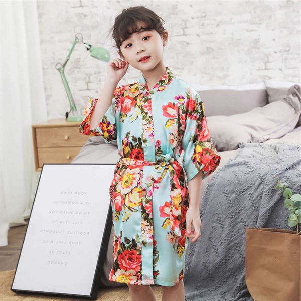 

bathrobe silk children's peony kimono nightdress bathrobe baby show nightgown