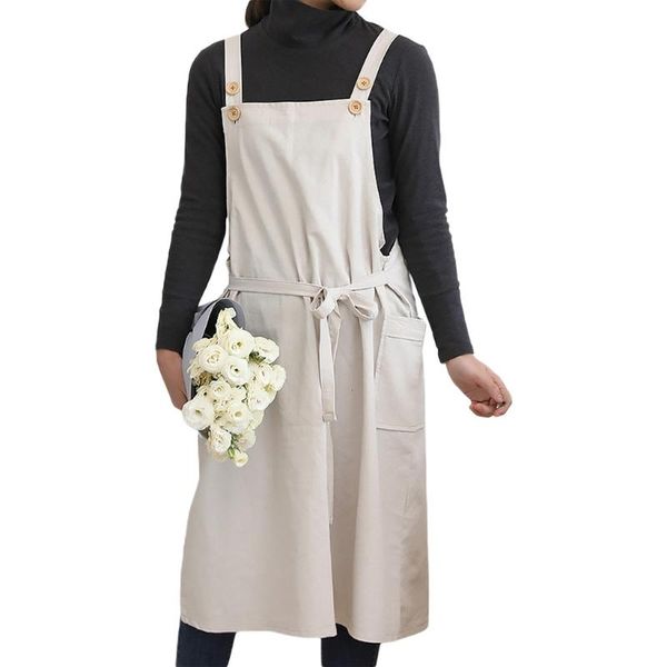 

aprons m5tf korean style cotton linen apron dress adjustable buttons kitchen cooking for women lady