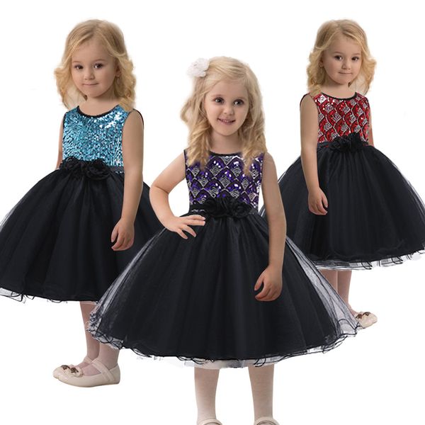 

children's skirt girls' dress children's hooded dress princess sequin mesh, White