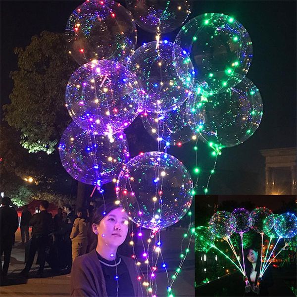 

2021 led flashing lights balloons night lighting light string bobo ball multicolor decoration balloon wedding christmas party kids gift, White