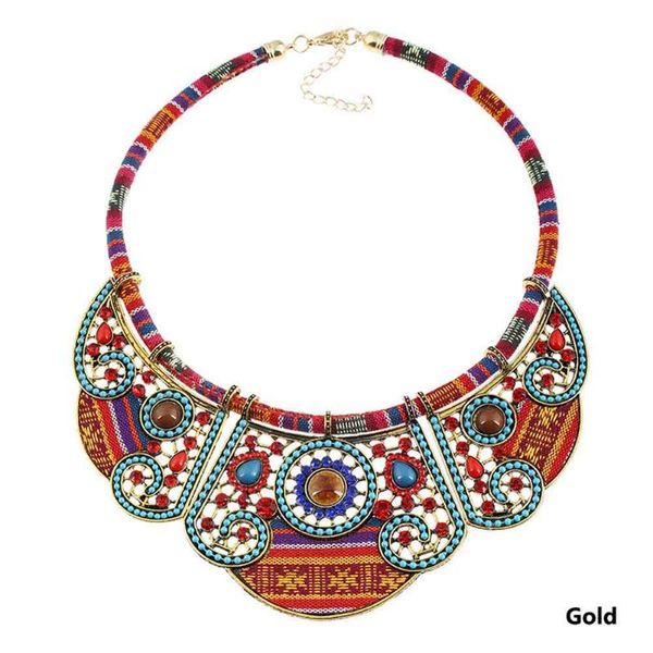 

chokers women bohemian necklace ethnic style handmade pendants collar modern hippie boho choker fashion necklaces vintage colorful 2021, Golden;silver