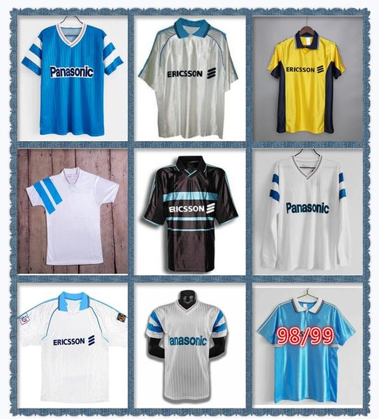 

1992 93 home retros marseilles retro soccer jerseys 1999 2000 extra payet star boli 4 desally 6 deschamps 11 away 1998 99 football shirt mai, Black;yellow