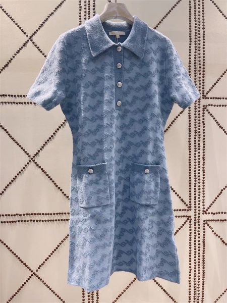 

dsigners fadan 's new cotton knitted slim jacquard polo collar dress in spring and summer of, White;black