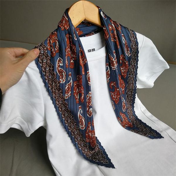 

miyake pleated diamond print scarf in stock scarves, Blue;gray