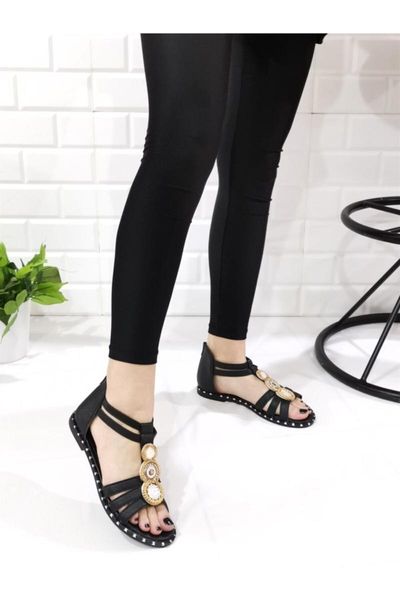 

sandals buckled woman, Black