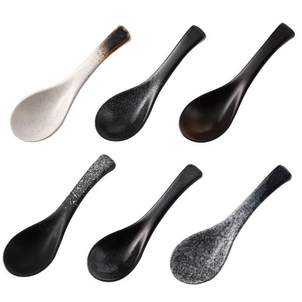 

spoons 6pcs ceramic non-skid spoon practical home soup simple rice eating