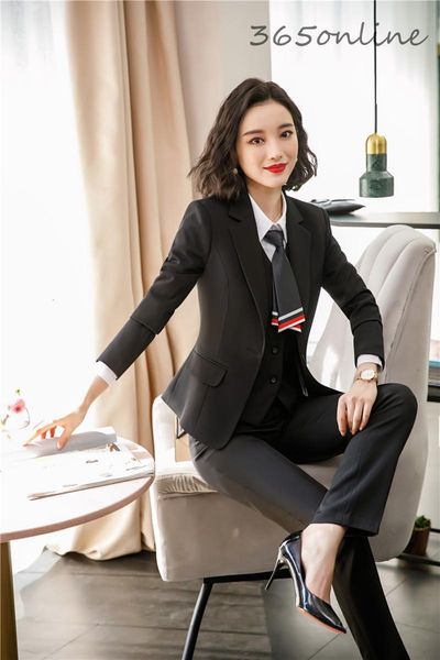 

uniform designs pantsuits ladies office work wear blazers formal professional ol styles women business suits female pants women's two p, White