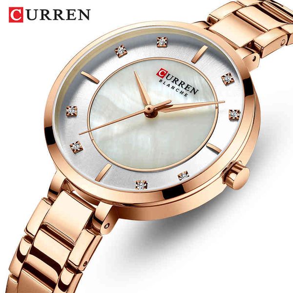 

curren woman watches brand luxury watch women rose gold quartz wristwatch fashion ladies watches reloj mujer montre femme 210517, Slivery;brown