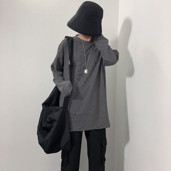 

xl 2020ss long sleeve t-shirt men women 1 black striped shirt hip-hop tee, White;black