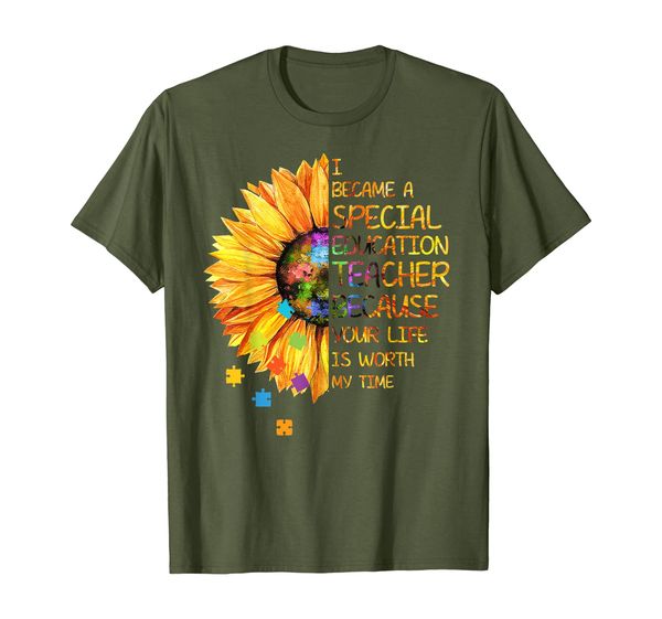

hippe sunflower i became a special education teacher tshirt, White;black