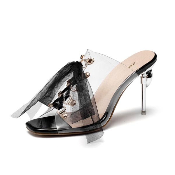 

sandals hello women mules sandals high heels nice shoes open toe beautiful 4-color women's party i plus size 3-16 l48x, Black