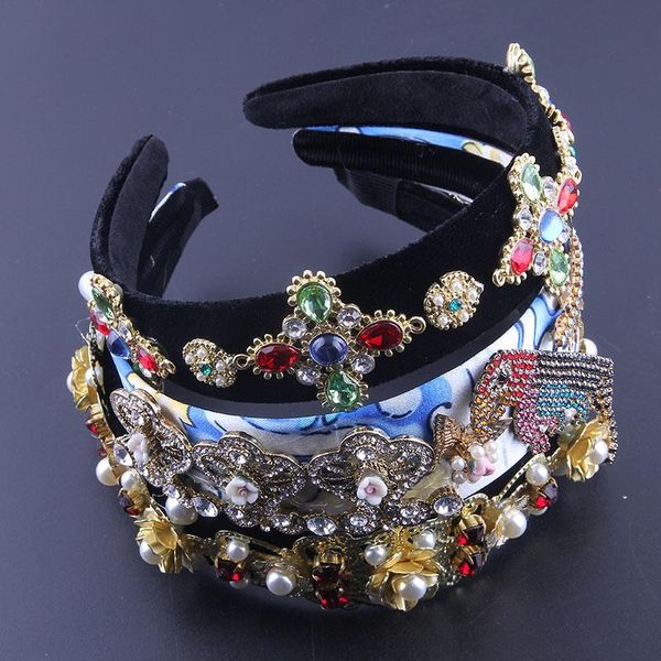 

hair clips & barrettes baroque luxury handmade colorful crystal padded headbands rhinestones hairbands for women wedding accessories 953, Golden;silver