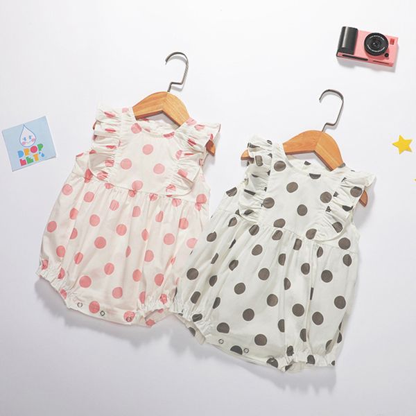 

summer baby girl clothes fashion dot romper set cotton sleeveless infant clothing outfits 210429, Blue