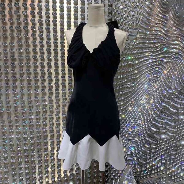 

women black careful bow open back halter dress sleeveless high waist fashion spring summer 11b327 210525, Black;gray