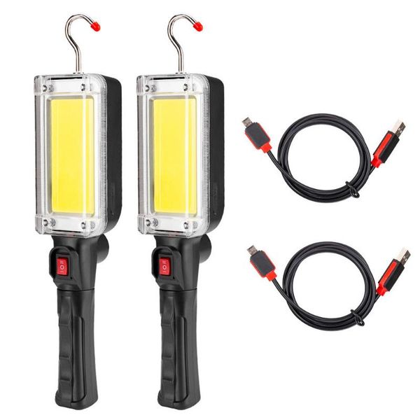 

2x 1x cob led hunting 18650 usb rechargeable work light 2modes camping emergency torch lantern portable fishing lamp lanterns