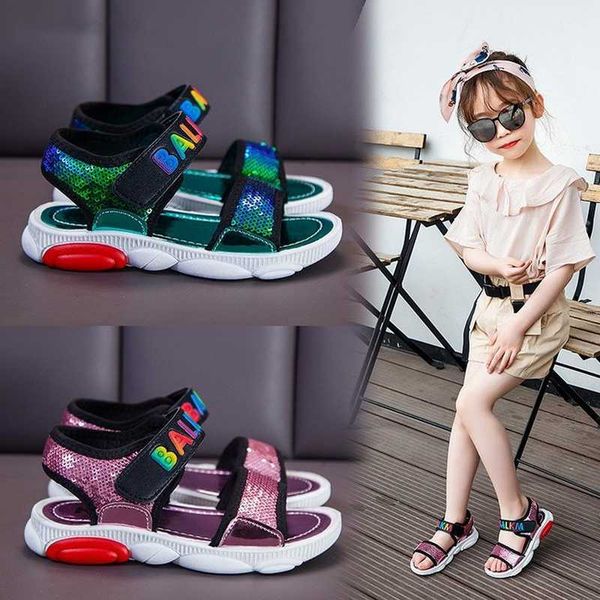 

sandals summer children's trend bright color student flat, Black
