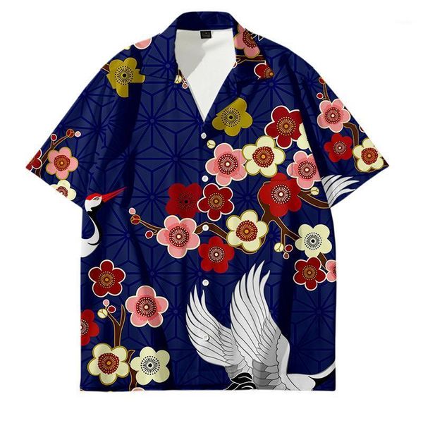 

casual loose short-sleeve shirts hawaiian shirt large size men's trendy beach vacation plus for men, White;black