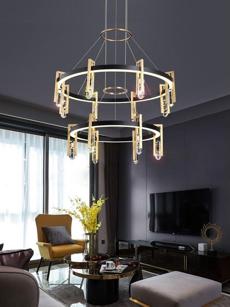 

pendant lamps postmodern luxury crystal chandelier nordic round led lamp interior decoration living room kitchen dining