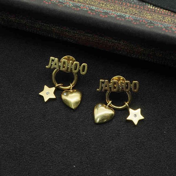 

70% off love letter brass material wind star same type earrings female, Silver