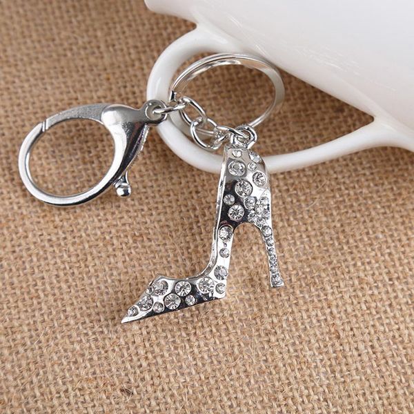 

keychains hollow out high heel shoes keychain purse bag buckle handbag pendant for car keyring holder women gift azl672, Silver