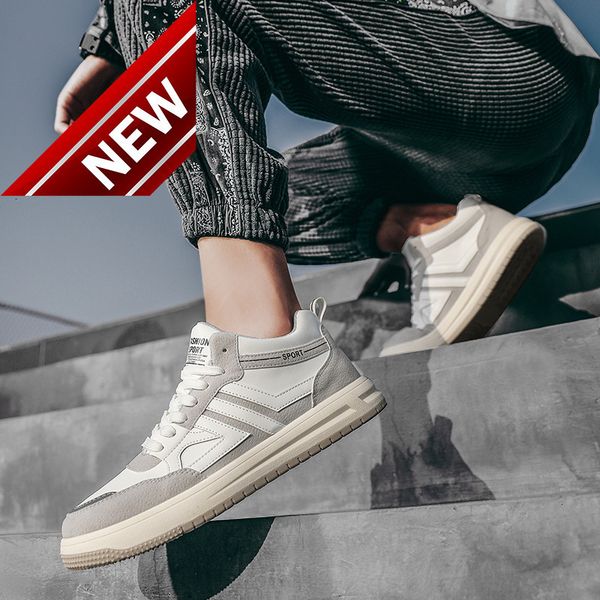 

men's 2021 new autumn medium board korean boots sports leisure versatile boys' fashion shoes, Black
