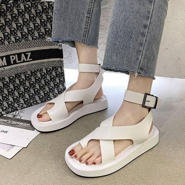 

women's sandals 2021 summer solid color comfortable beach shoes toe non slip, Black