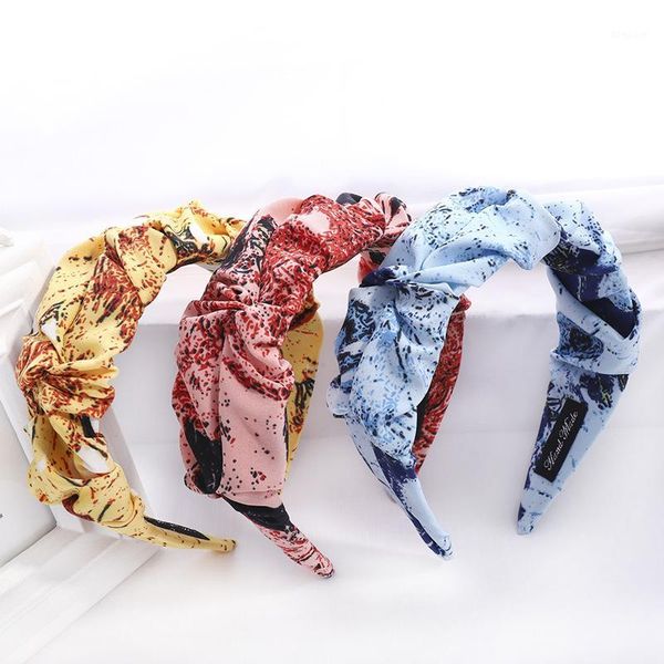 

satin tie dyed knot hairband fabric handmade knotted headband customized hair accessories1