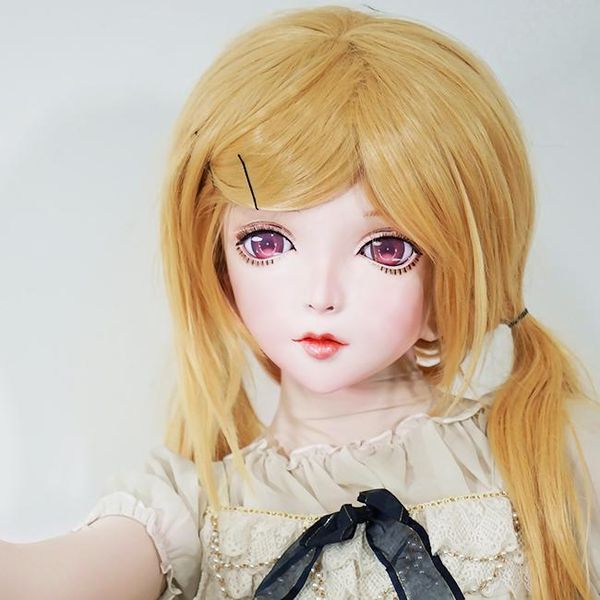 

party masks (km104) handmade female resin crossdress pretty girl full head lolita bjd doll mask cosplay kigurumi crossdresse