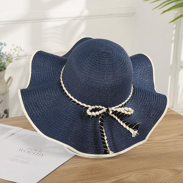 

beanie/skull caps summer women's hat korean straw beach bow sun, Blue;gray