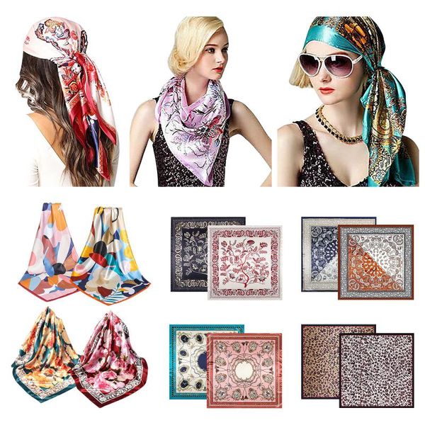 

scarves silk scarf satin bandana women square small bag wrap bohemian retro lady muslim islamic kerchief hijab lenÃ§, Blue;gray