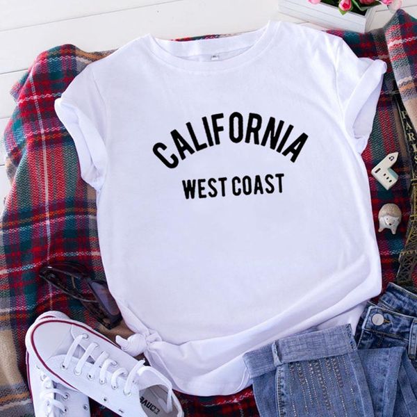 

california west coast summer womens t shirt short sleeve funny cotton tee femme white camisetas polyester mujer