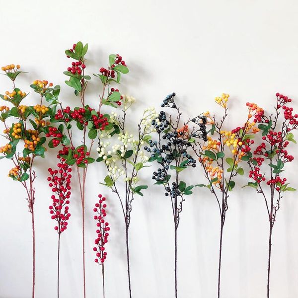 

decorative flowers & wreaths single branch berry rich fruit christmas red glass ceramic vase decoration acacia beans home decor wedding plan