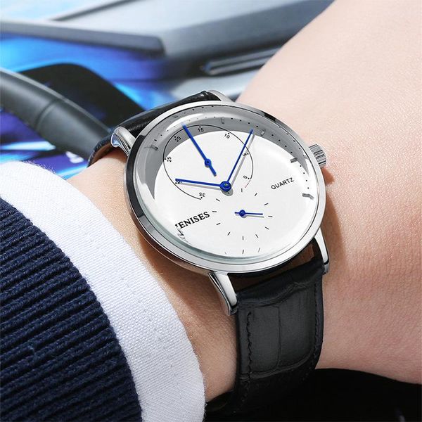 

wristwatches men's curved mirror quartz word simple waterproof wholesale watch for men wristwatch mens, Slivery;brown