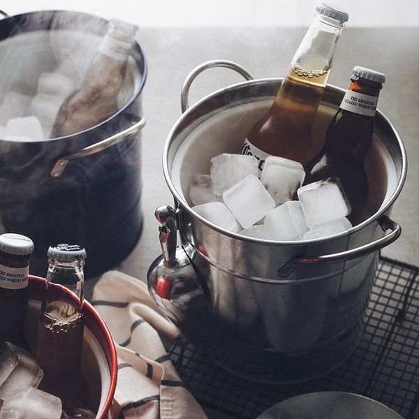 

ice buckets and coolers iron bucket thick holder container for bar party champagne wine beer barrel portable with spoon mx11261616