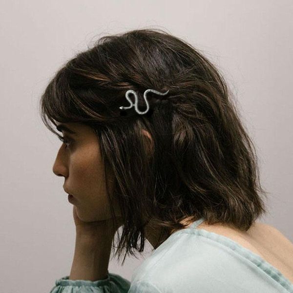 

other cool snake bobby pin 2021 barrette chic silver plated alloy hair accessories for women statement hairpin femme bijoux, Golden;white