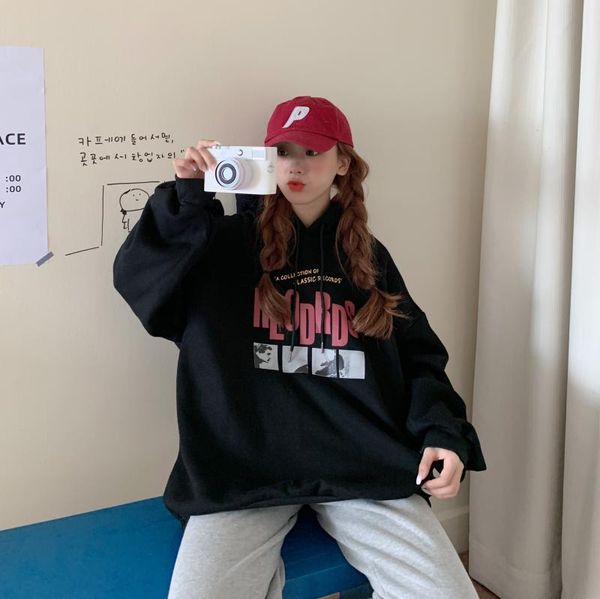 

hoodies ytx121 korean version releases more thick velvet with hoodie women's sweaters, Black