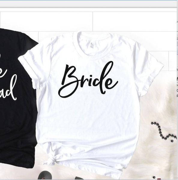 

women's t-shirt bride squad tshirt bachelorette party harajuku female clothing 100% cotton funny letter women short sleeve girl tees, White