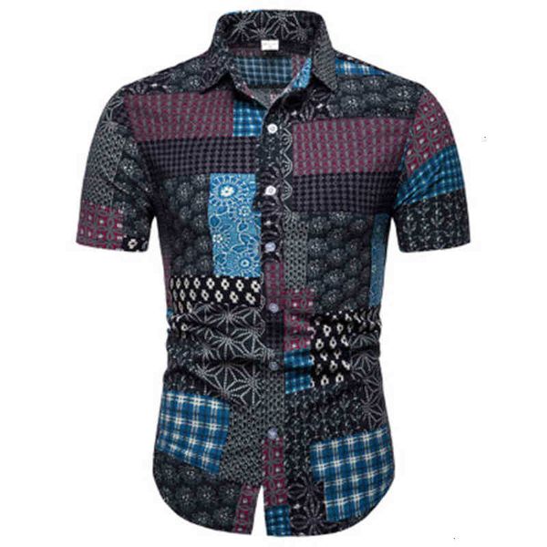 

men's casual shirts mens plus size fashion trend printing short sleeve cardigan lapel neck spring male single breasted beach slim imjr, White;black