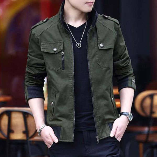 

men's jackets 2021 wool liner men washed casual slim coat spring autumn winter thick thin fashion green parka owterwear, Black;brown