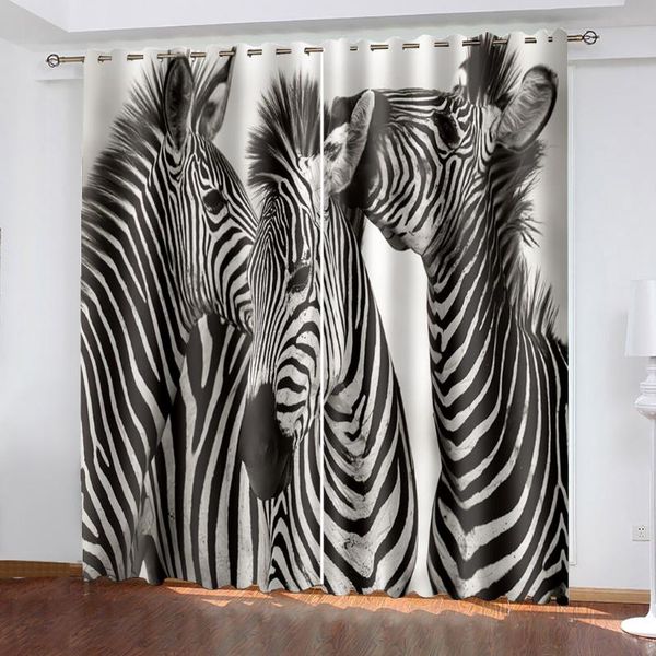 

custom 3d curtain fabric black animal curtains window for living room & drapes