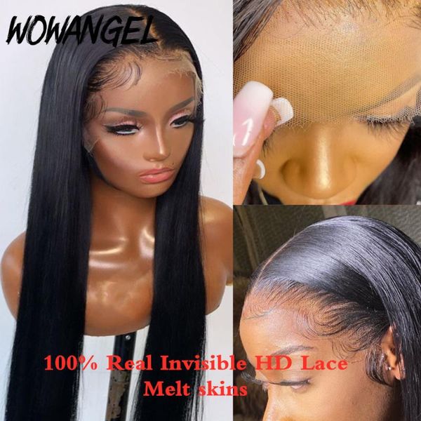 

invisible hd lace closure wig remy transparent frontal 5*5 pre plucked bone straight brazilian wigs, Black;brown